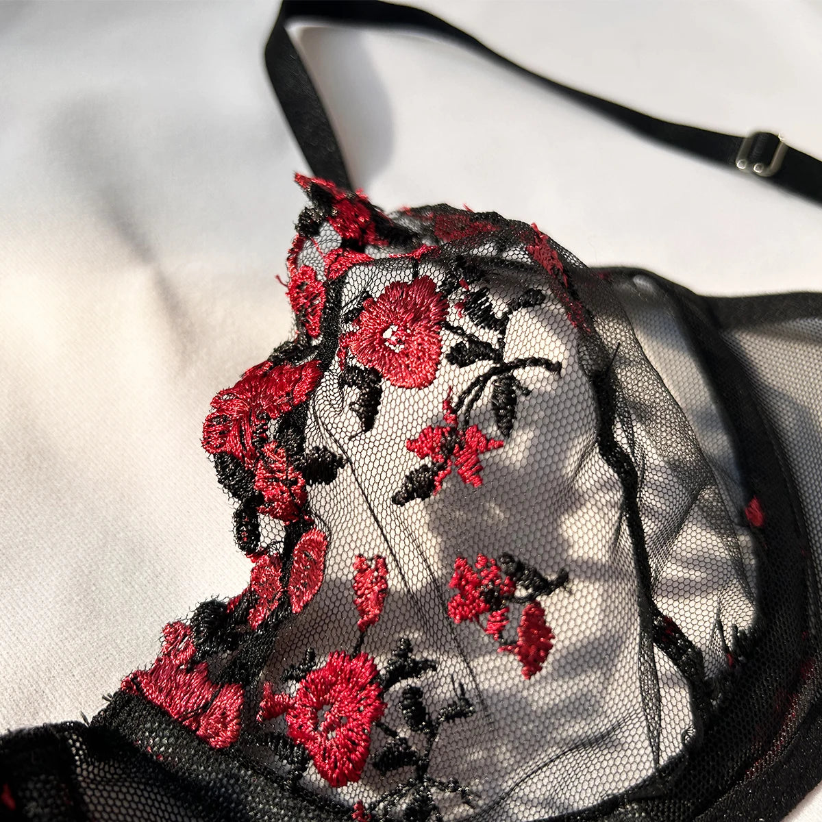 Embroidered Floral Bralette Set
