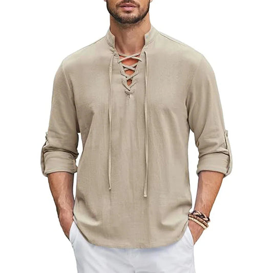 Men’s Renaissance Pirate Medieval Viking Shirt – Cotton Linen Long Sleeve Halloween Costume RIAZ EXPRESS.COM