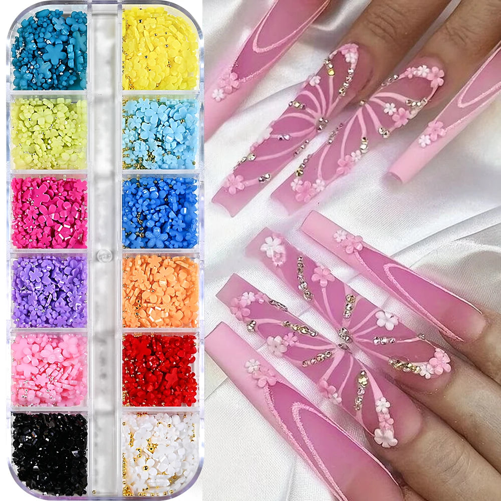Ocean Gold Nail Art Charms – 12 Grids 3D Shell & Studs
