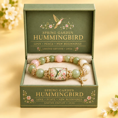Bracelet perlé colibri – Charm effet cristal