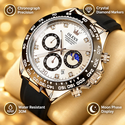 OLEVS Men's Chronograph Watch – Moon Phase & Date