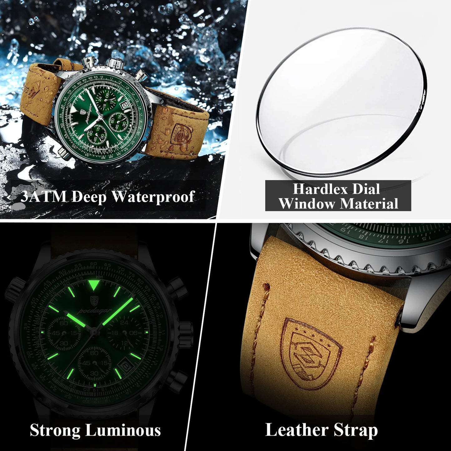 POEDAGAR Luxury Man Watch Quartz Waterproof