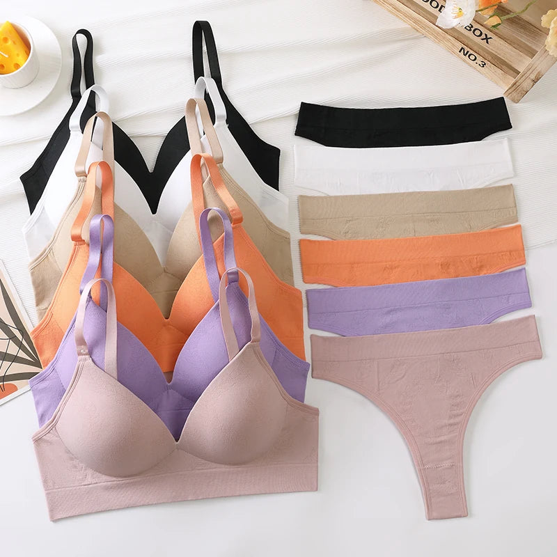 Ice Silk Seamless Bra Set