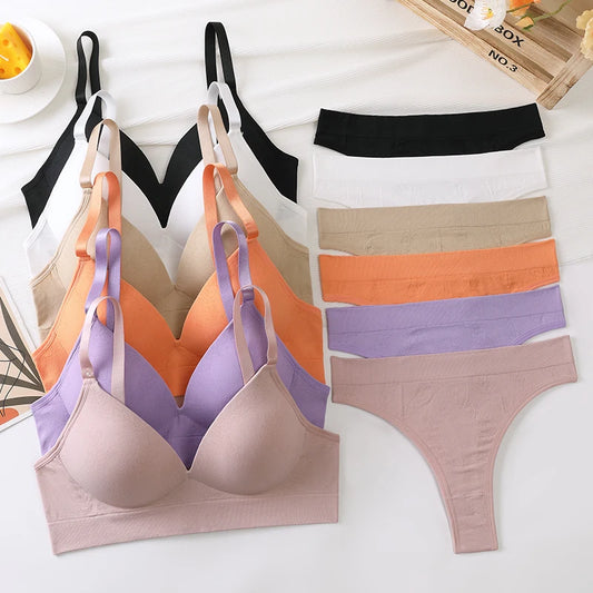 Ice Silk Seamless Bra Set
