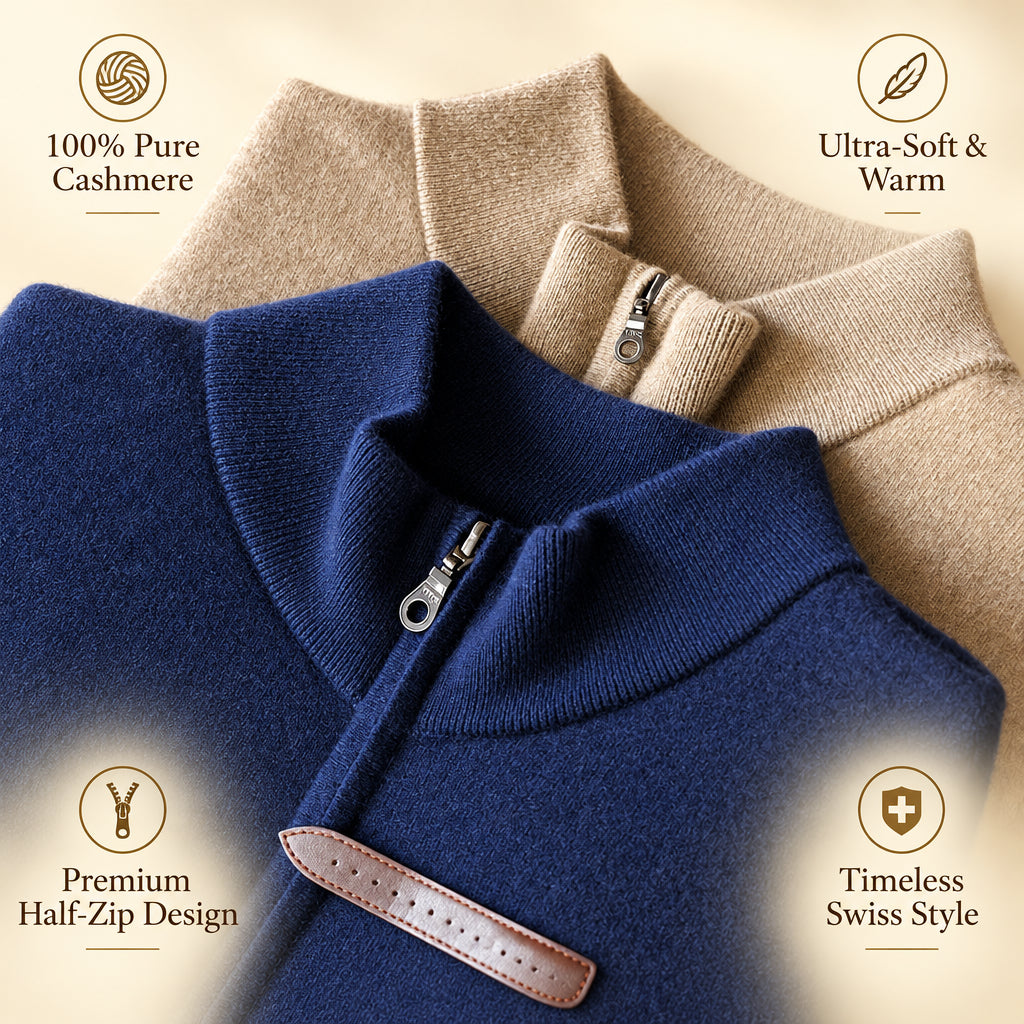 Pull Homme en Cachemire – Col Montant Zippé