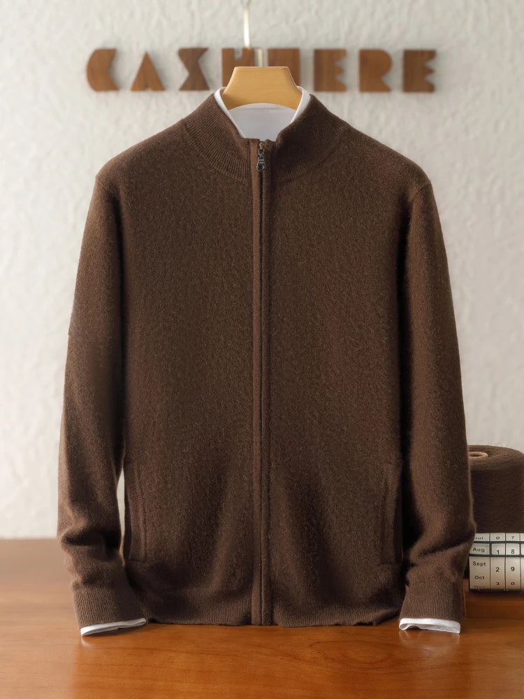 100% Pure Cashmere Men's Half-Zip Cardigan