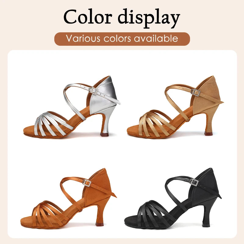 Women Latin sajsa Dance Shoes  Dancing Shoes For Ladies Female High Heel 5.5/7.5cm