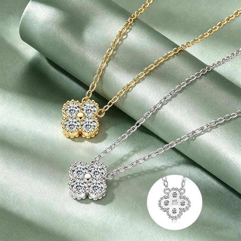 925 Sterling Silver Four-Leaf Moissanite Jewelry Set