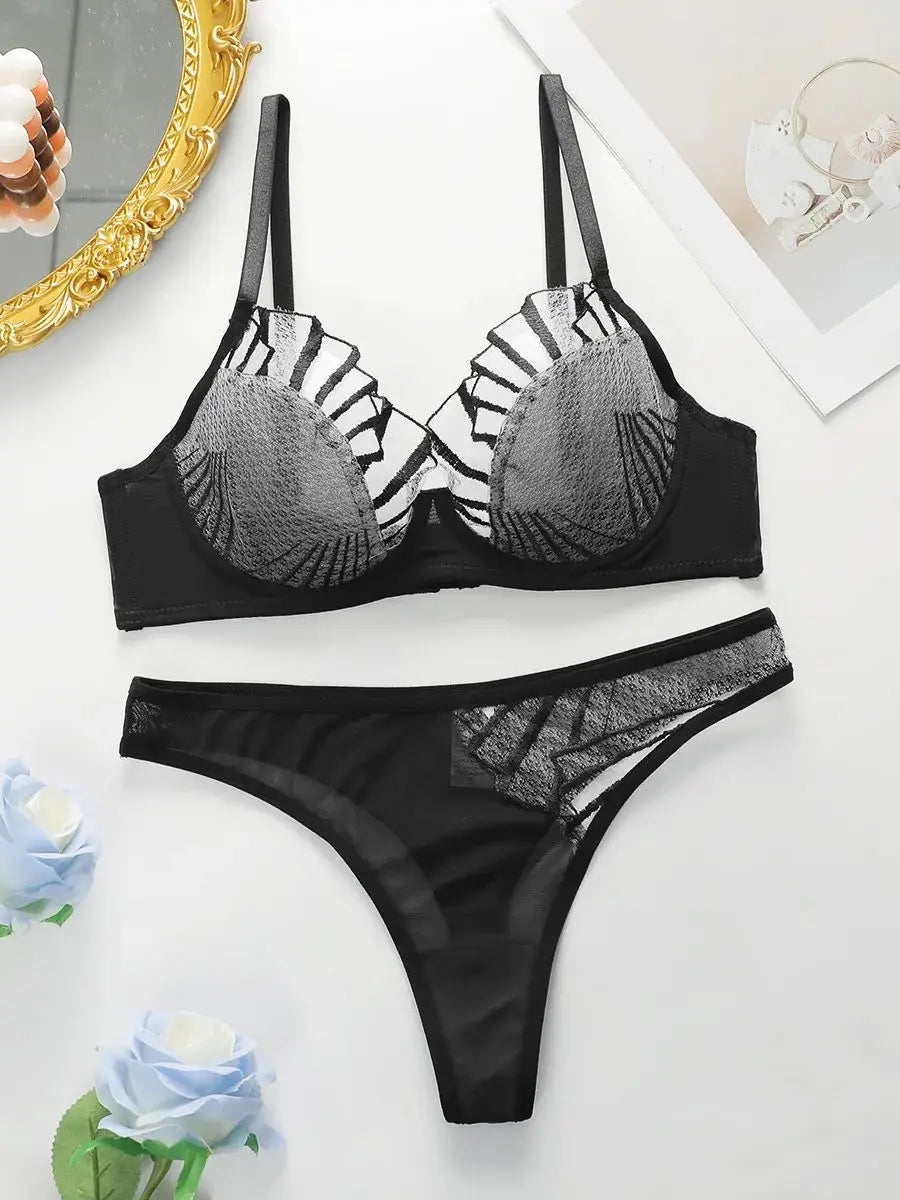 Butterfly Mesh Push-Up Lingerie Set