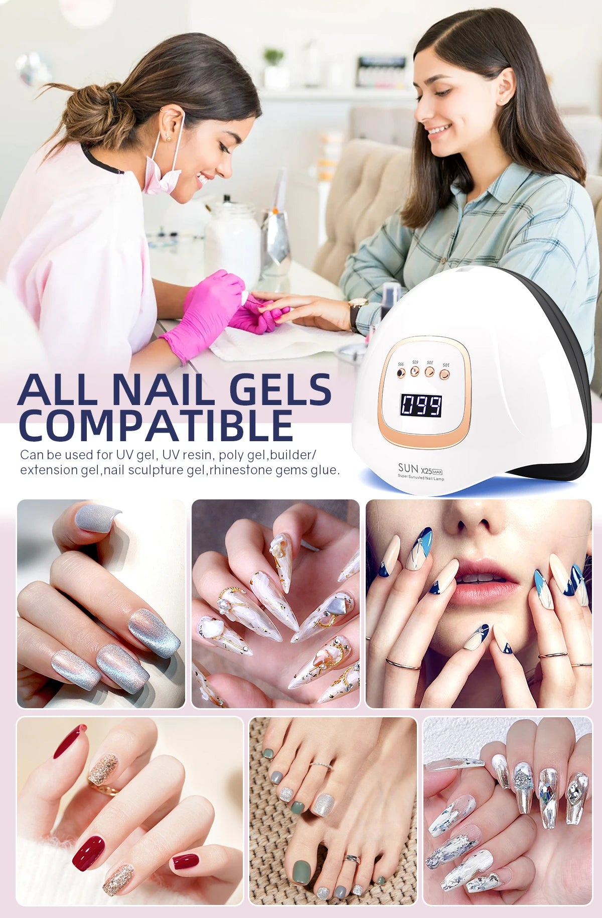 UV LED Nail Lamp 380W – Fast Gel Dryer for Home & Salon