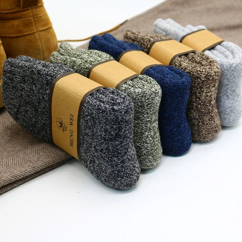 5 Pair Winter Men's Merino Wool Socks Super Thick Warm High Quality Men