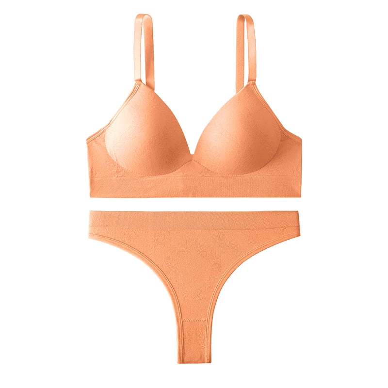 Ice Silk Seamless Bra Set