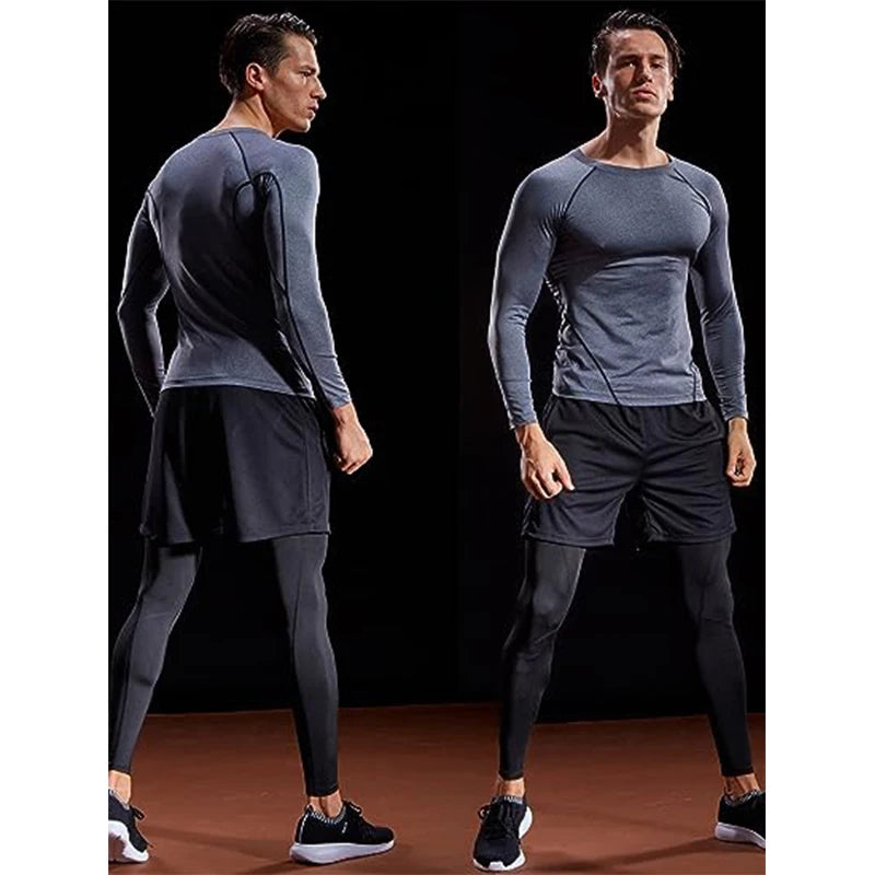 Long Sleeve  Elastic T-shirt Gym Fitness Workout Tights