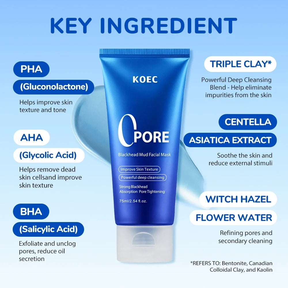 Blue Clay Pore Mask – AHA BHA PHA Blackhead Care 75ml