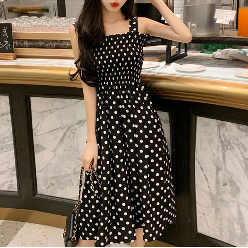 Summer Fashion Polka Dot Shoulder Plus Size Casual Dress