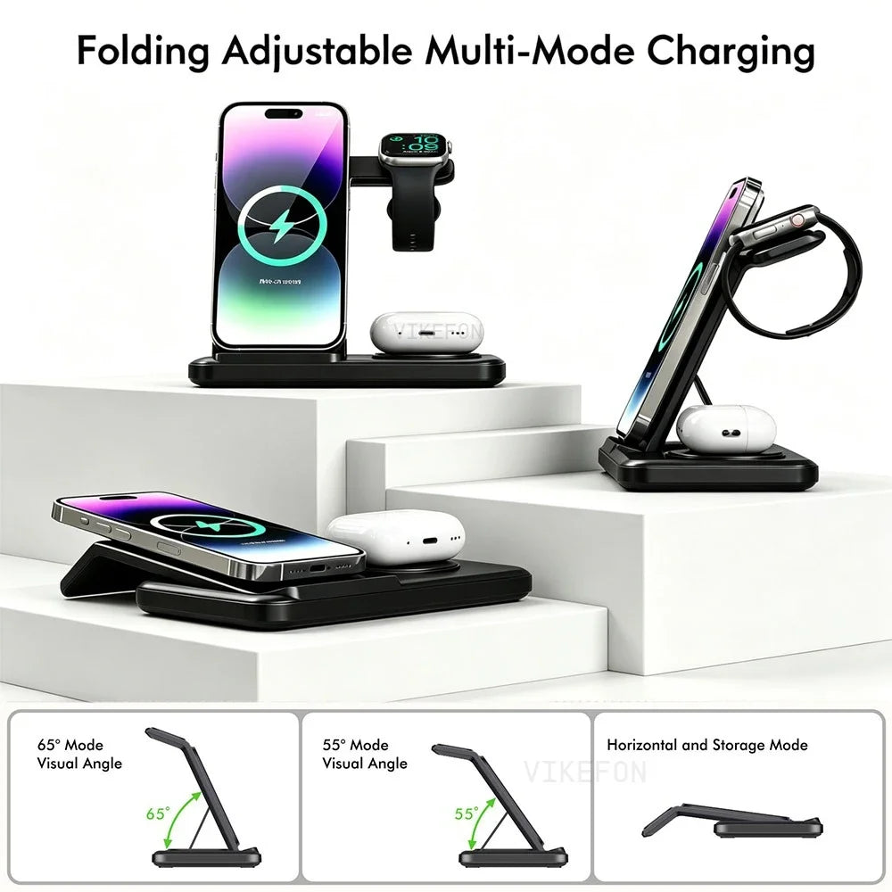 3-in-1 Kabellose Ladestation – Handy, Uhr & Kopfhörer