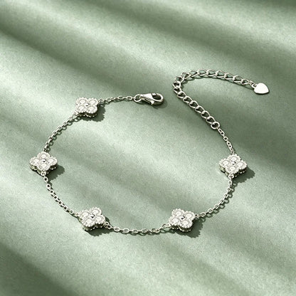 925 Sterling Silver Four-Leaf Moissanite Jewelry Set
