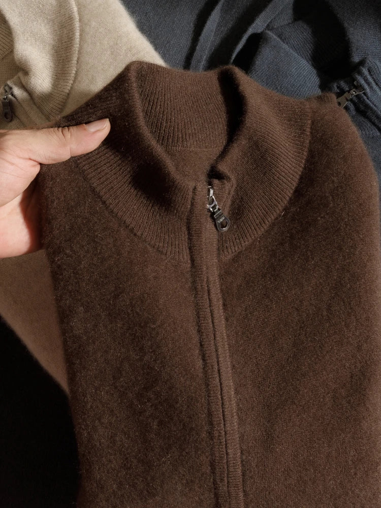 100% Pure Cashmere Men's Half-Zip Cardigan