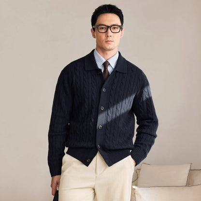 Cardigan en cachemire torsadé homme