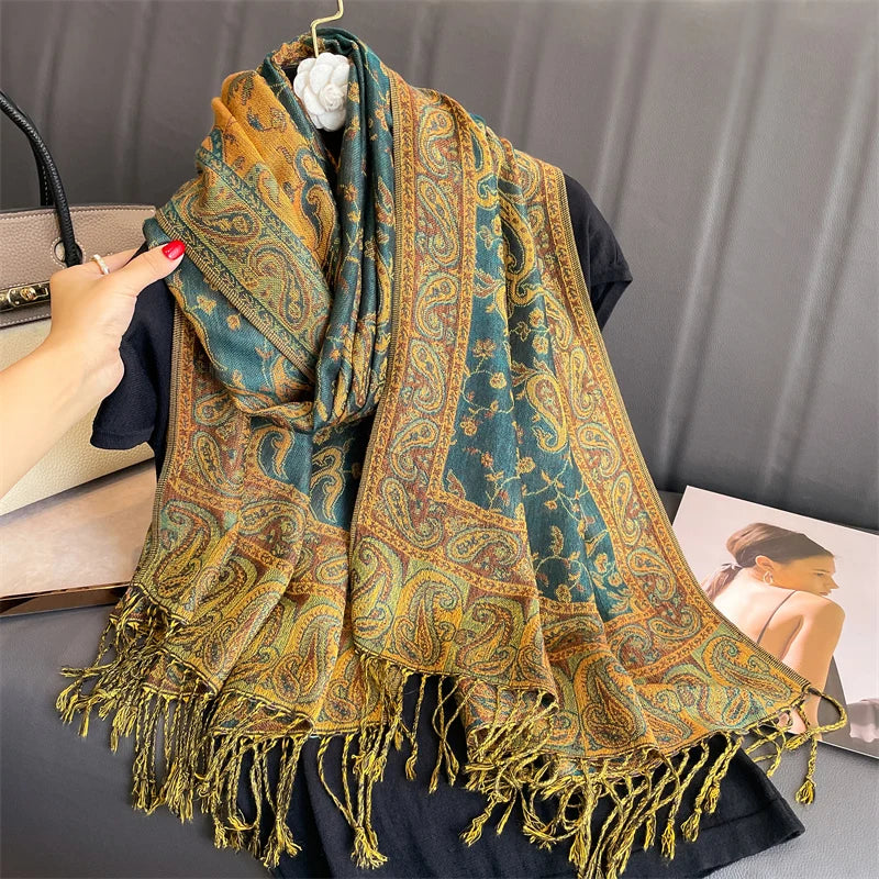 Tassel Blanket Design Thick Pashmina  Scarf Women Neckerchief