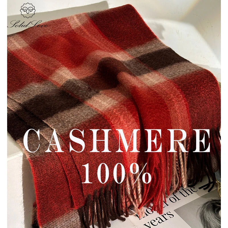 Cashmere Plaid Scarf with Tassels