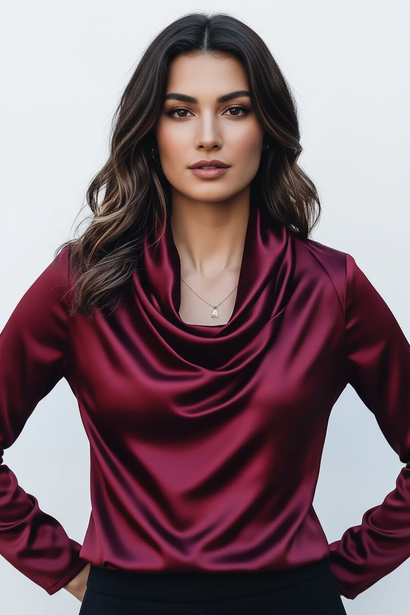 Satin Cowl Neck Blouse – Elegant Style