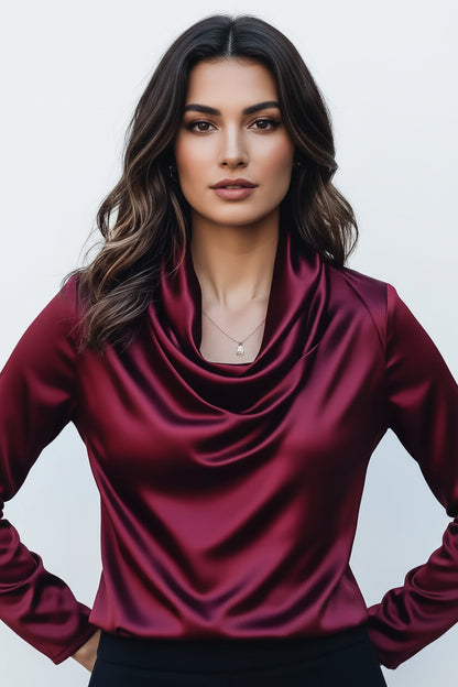 Satin Cowl Neck Blouse – Elegant Style