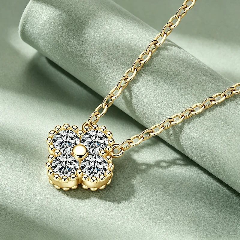 925 Sterling Silver Four-Leaf Moissanite Jewelry Set
