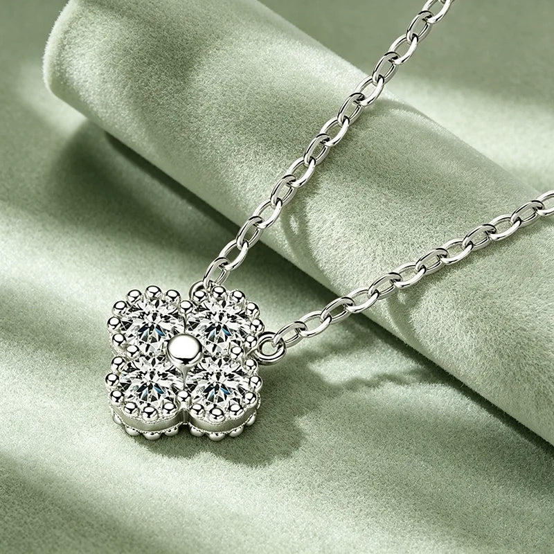 925 Sterling Silver Four-Leaf Moissanite Jewelry Set