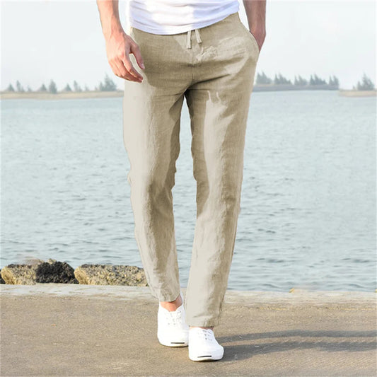 Men's Cotton-Linen Trousers – Breathable & Stylish riazexpress
