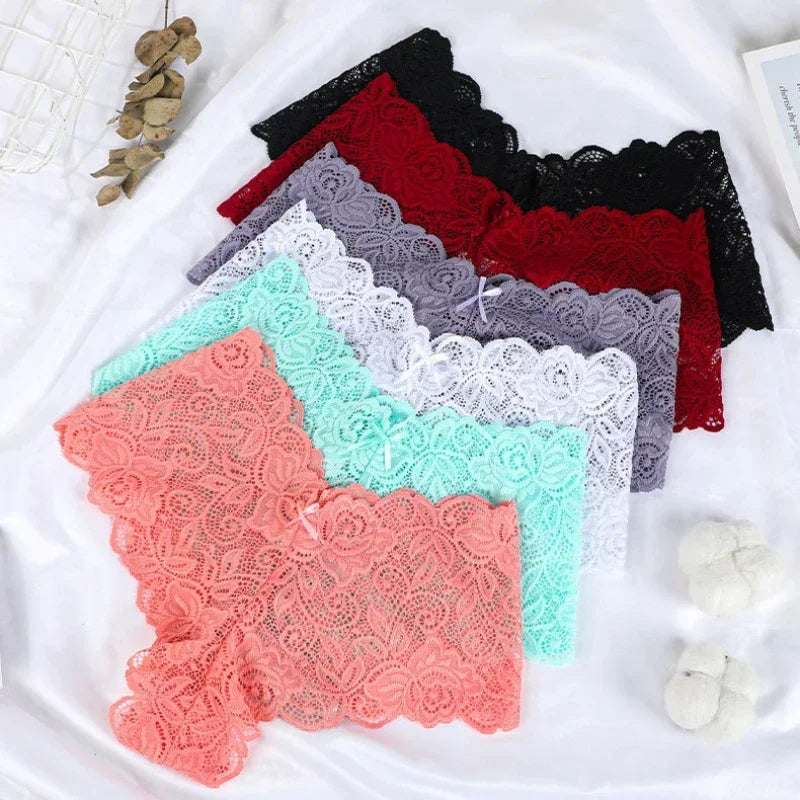 Floral Lace V-Waist Panties - Breathable and Stylish Women's Intimates