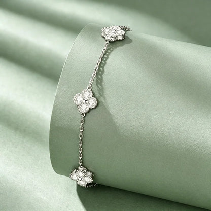 925 Sterling Silver Four-Leaf Moissanite Jewelry Set
