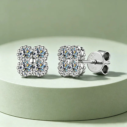 925 Sterling Silver Four-Leaf Moissanite Jewelry Set
