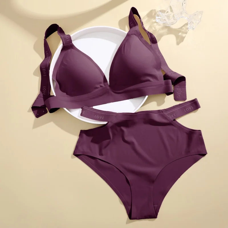 Seamless Ice Silk Push-Up Bra Set