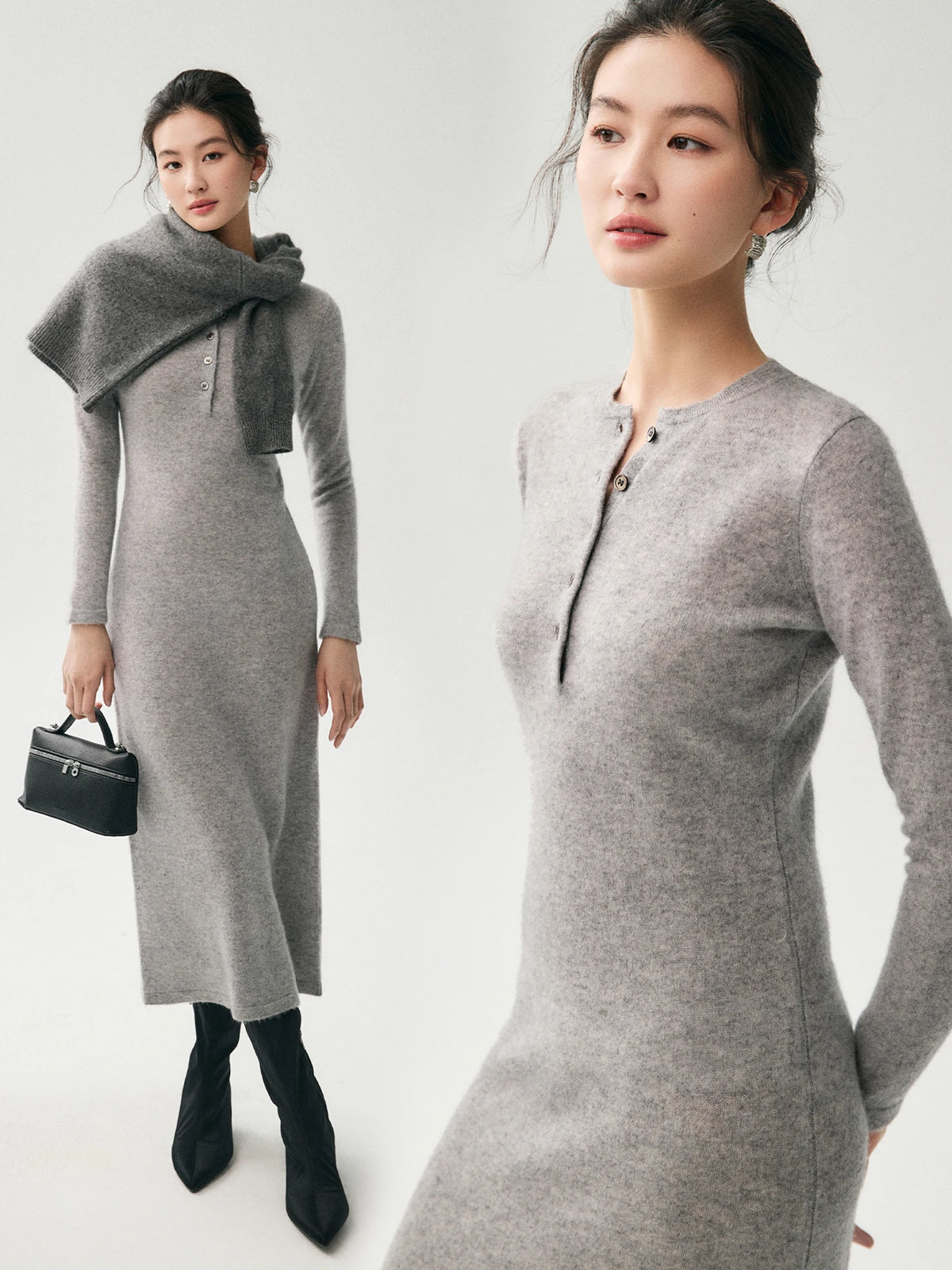 Damen Kaschmir-Strickkleid