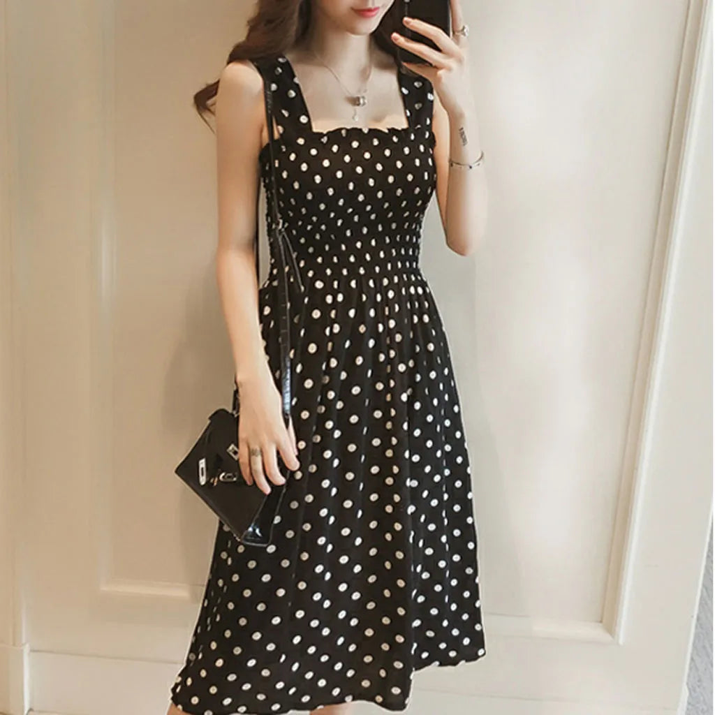 Summer Fashion Polka Dot Shoulder Plus Size Casual Dress