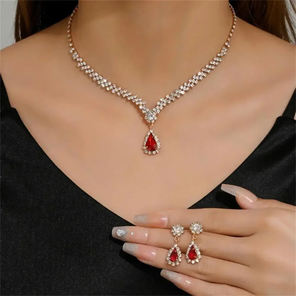 2pcs/set Jewelry Sets Necklace stud Earrings Wedding Dress Bridal Jewelry Set