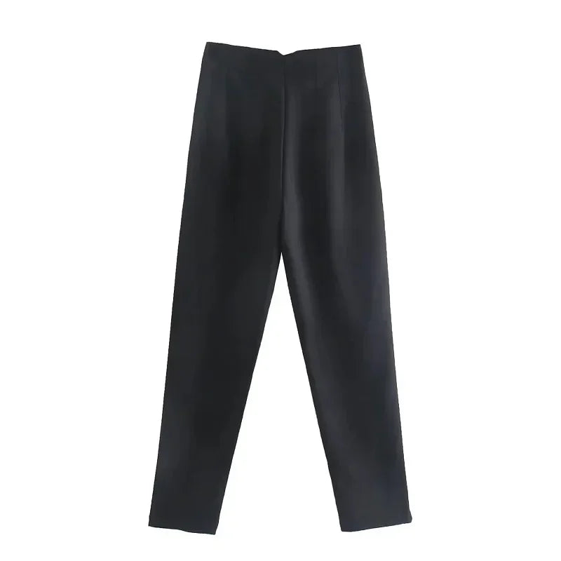 TRAF Fashion Office Wear High waist Pants for Women Formal Pants Office outfits Pencil Trousers Black Pink White Ladies Pants (Size M, S, XS.