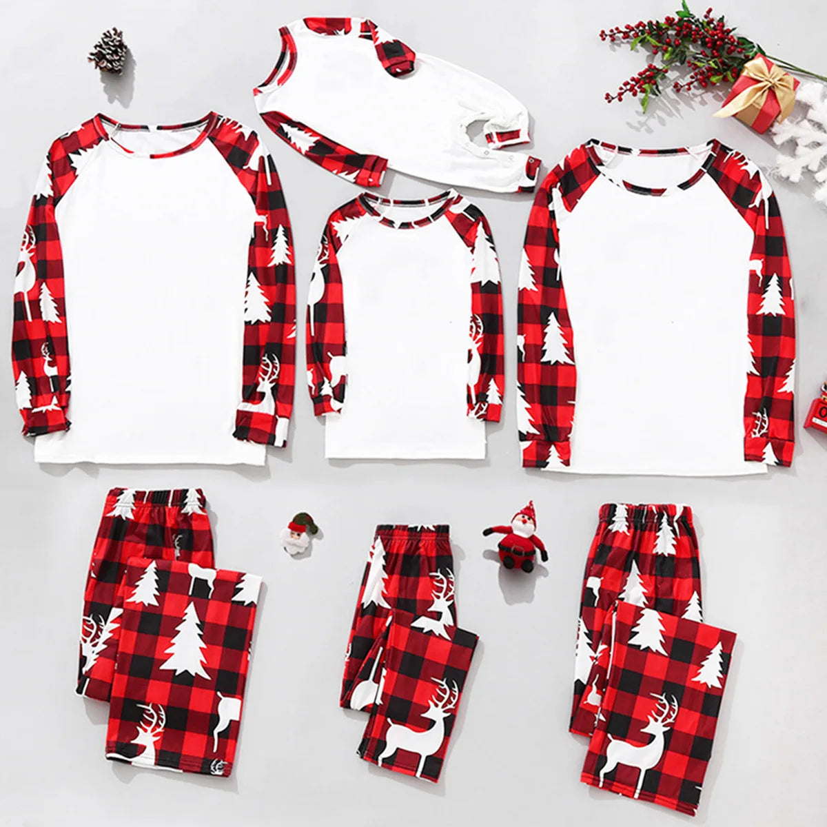 Small & Medium Size Merry Christmas Xmas Family Look Christmas Family Pajamas Santa Tree