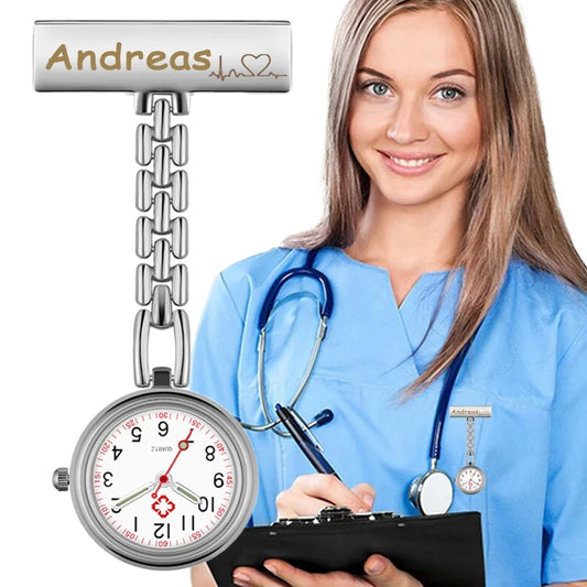 FOB Hanging Pocket Nurse/Doctor Watch Customized Engraved Your Name Personalized LOGO Lapel Pine