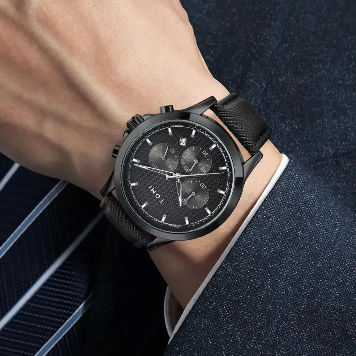 Men's Watch Gift Set with Cufflinks & Tie Clip