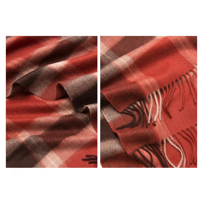 Cashmere Plaid Scarf with Tassels