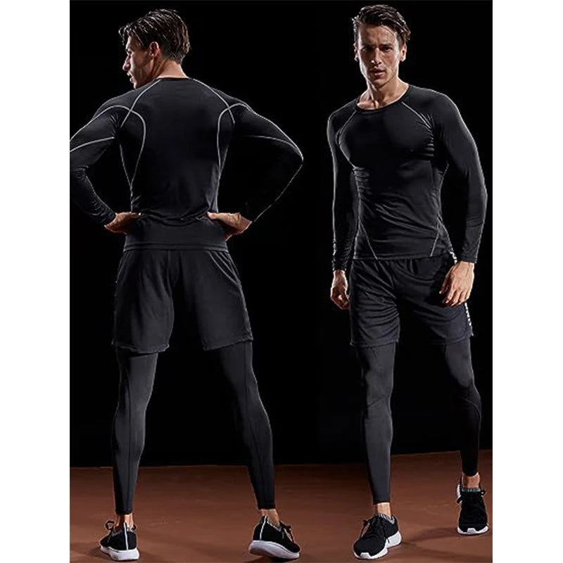 Long Sleeve  Elastic T-shirt Gym Fitness Workout Tights