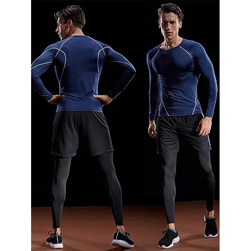 Long Sleeve  Elastic T-shirt Gym Fitness Workout Tights