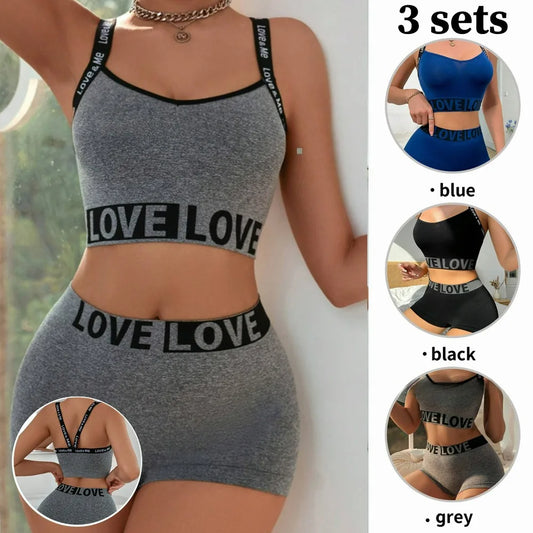 Women's Letter Sports Bra & Pants Set