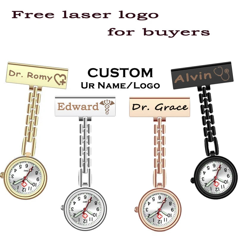 FOB Hanging Pocket Nurse/Doctor Watch Customized Engraved Your Name Personalized LOGO Lapel Pine