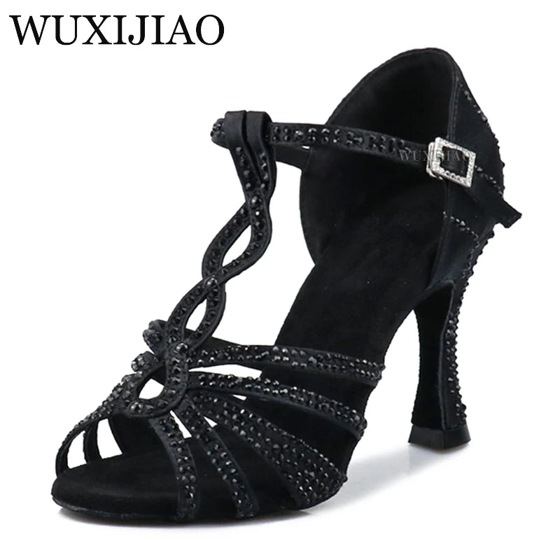 Fuchsia WUXIJIAO Latin Dance Shoes Women's New  High Heels 9cm for salsa dance