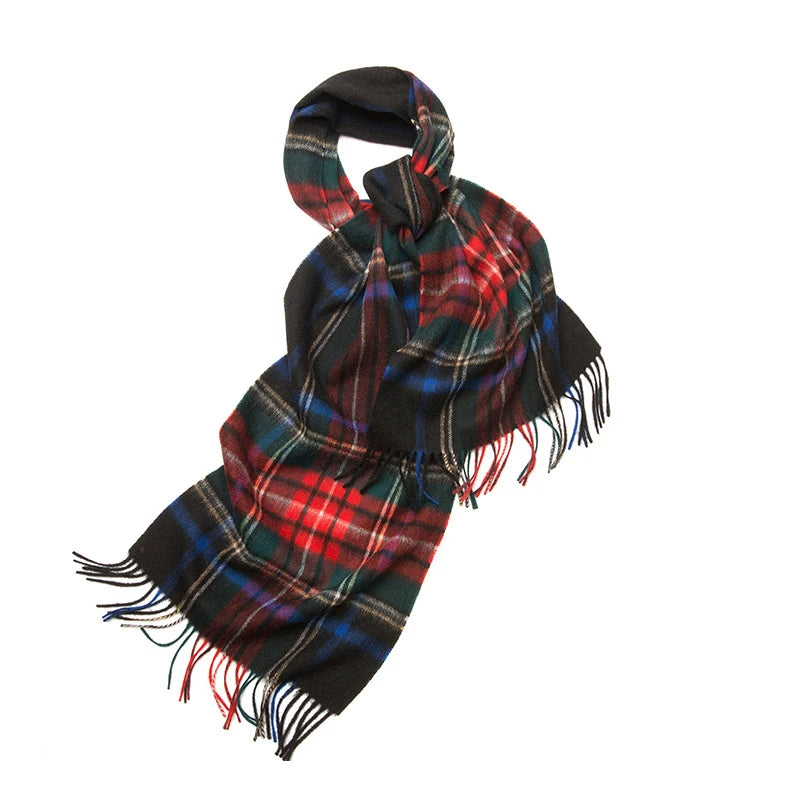Cashmere Plaid Scarf with Tassels