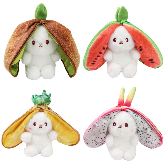 New Original Bunny Plush Toy Cute Fruit Rabbit Stuffed Fruit Transform Cuddly Bunny Soft Doll for Kids Birthday Gift