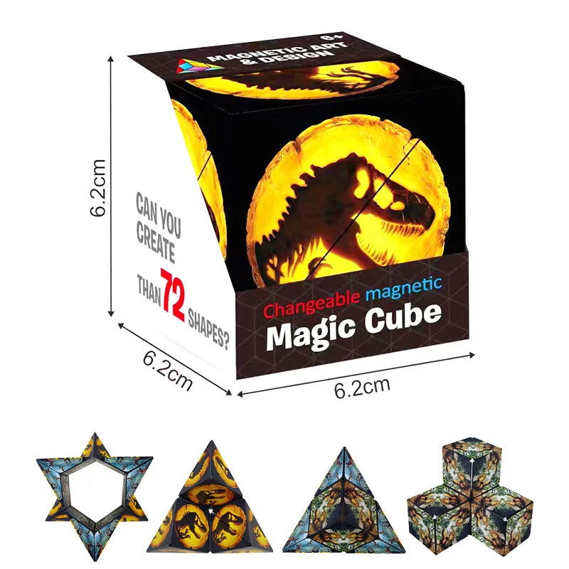 NEW Geometric Changeable Magnetic Magic Cube Anti Stress 3D Hand Flip Puzzle Cube Kids Stress Reliever Fidget Toy Cube